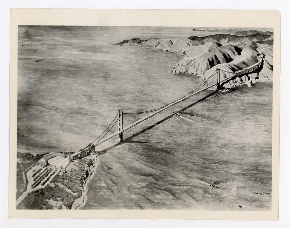 Golden Gate Bridge Sketch San Francisco CA 1932 Press Photo