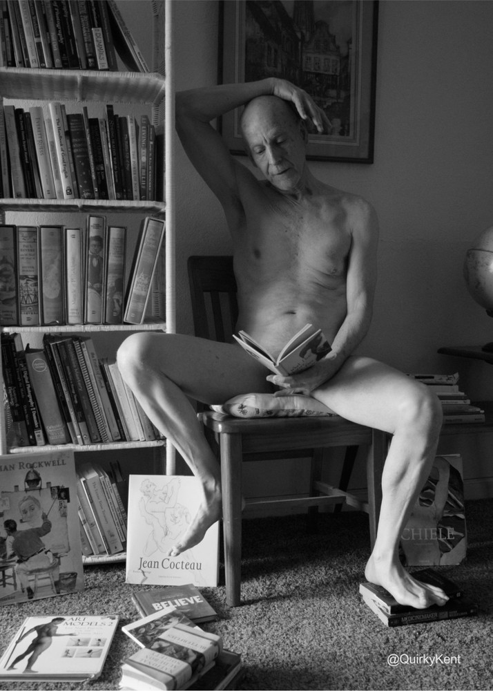 Nude male art model photographs, 1 color, 1 greyscale