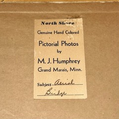 M.J. Humphrey Signed Hand Colored Photo Duluth Aerial Lift Bridge Ship MN 16×14