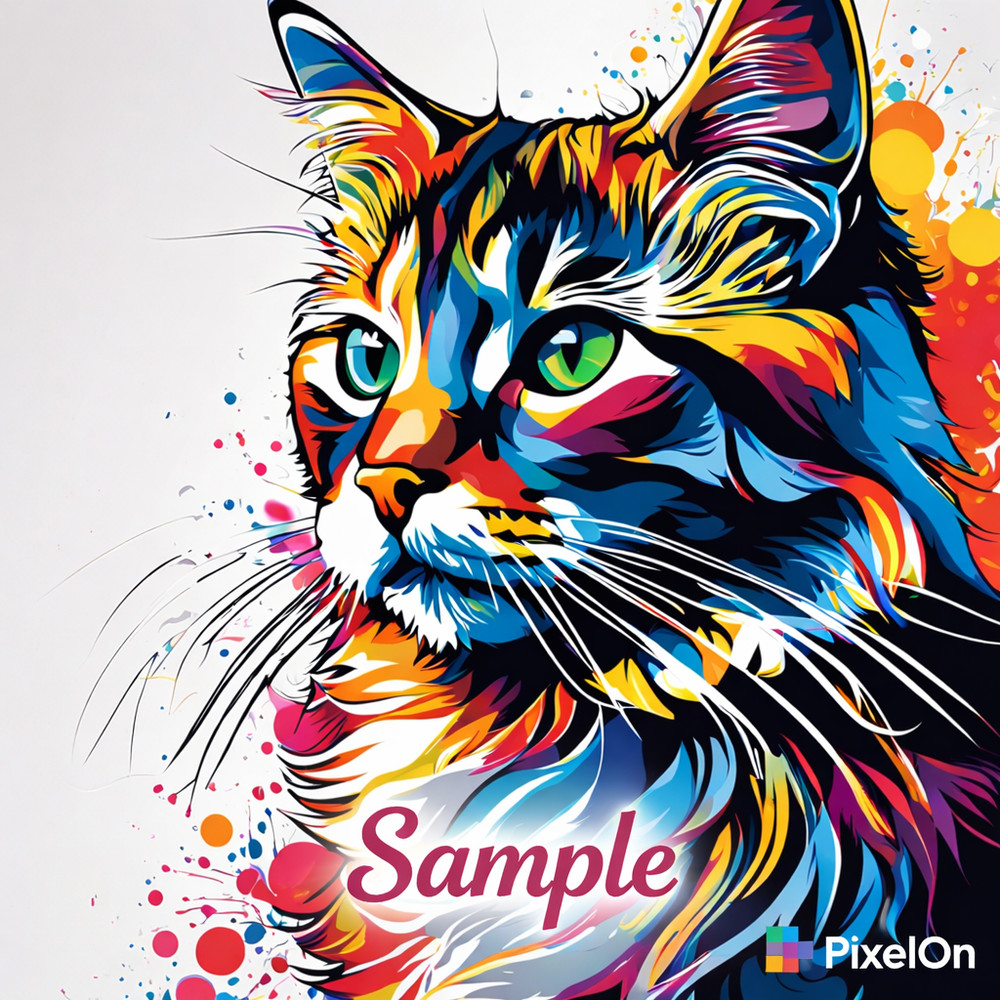 Photo Digital Product Wallpaper Image Picture Background AI Art Colourful Cat