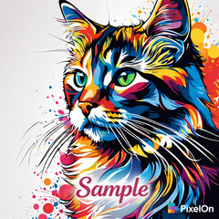 Photo Digital Product Wallpaper Image Picture Background AI Art Colourful Cat