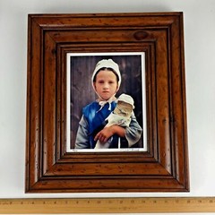 DICK BROWN Amish Girl Child Photo Picture Signed Folk Art Wall Decor PA Gift