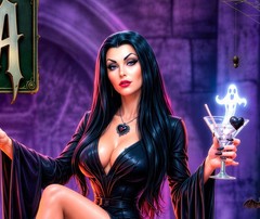 Morticia Sexy Goth Rod Queen Hot Rod Metal Sign Wall Art 14″ x 11″