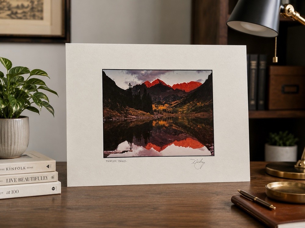 Hedy Signed Fine Art Photo “Maroon Bells” Matted Landscape Colorado Aspen