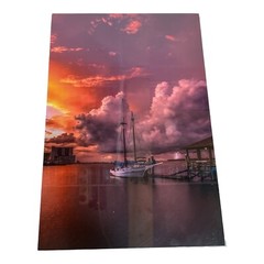 Photograph Of Sailboat In The Harbor At Sunset Signed