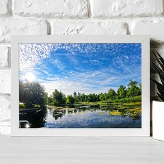 Non-AI Digital Photo Duck Pond Assiniboine Park Blue Sky Clouds Nature Picture