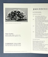 Joan Fontcuberta (b. 1955) Art Show Announcement Card 1991 – Paper Gardens