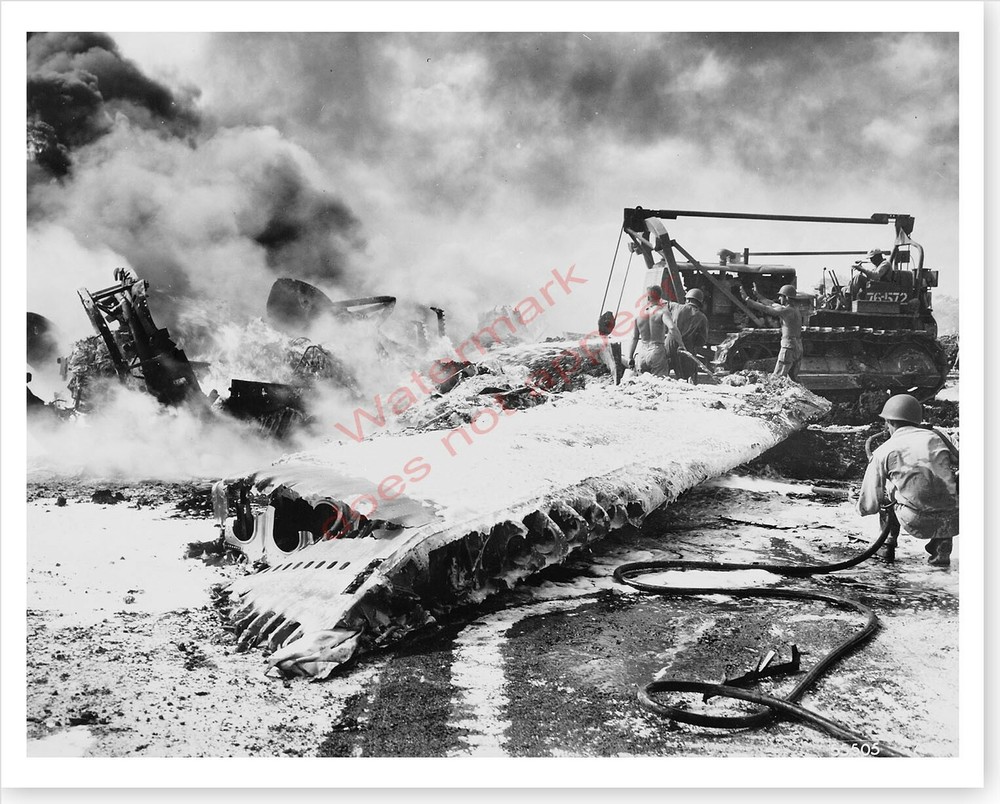 WWII Silver Halide Photo Japanese Saipan Bombing Raid Fires