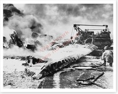 WWII Silver Halide Photo Japanese Saipan Bombing Raid Fires