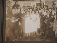 Vtg 1920s 30s B&W Sepia Photograph Family Portrait Banjo Accordion Utica NY Band