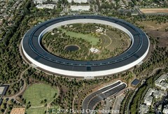 Apple Park Building Apple Inc. Headquarters Aerial Photograph in Cupertino CA