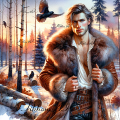 Digital Art Portrait Man Forest Nature Birds Sunset Background Desktop Wallpaper