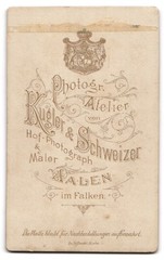 Photograph Kugler & Schweizer, eels, in falcon, portrait of a serious look