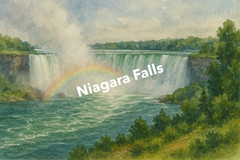 Niagara Falls, Watercolour Panorama (AI GENERATED IMAGE)