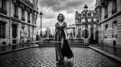 Paris Fashion Wall Art Print Digital Download Black & White Woman Luxury Dress