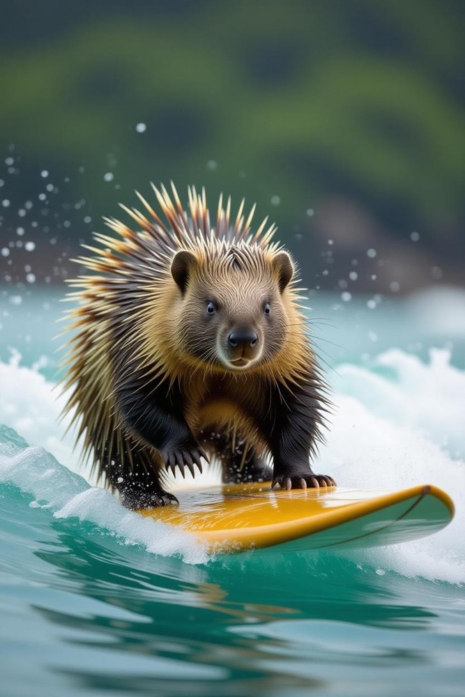 Digital Image Picture Photo Wallpaper Background Desktop Art, Porcupine Surf !
