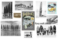 Vintage Art Surfing Surf Boards Print Canvas Beach Photo Black White Large