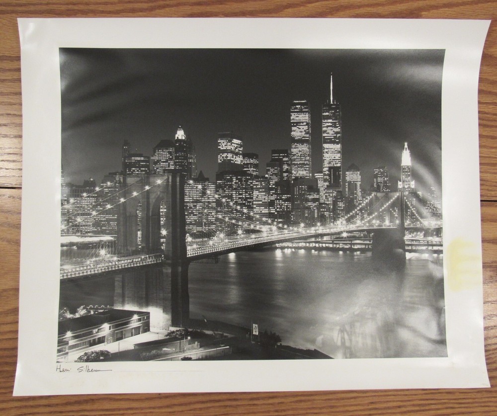 Signed Henri Silberman photograph Brooklyn Bridge New York City 16×20″