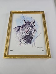 Vintage Randy Fehr Portraits Art LOT Prints Painting Drawing Bobcat Wolf Cougar