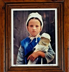 DICK BROWN Amish Girl Child Photo Picture Signed Folk Art Wall Decor PA Gift