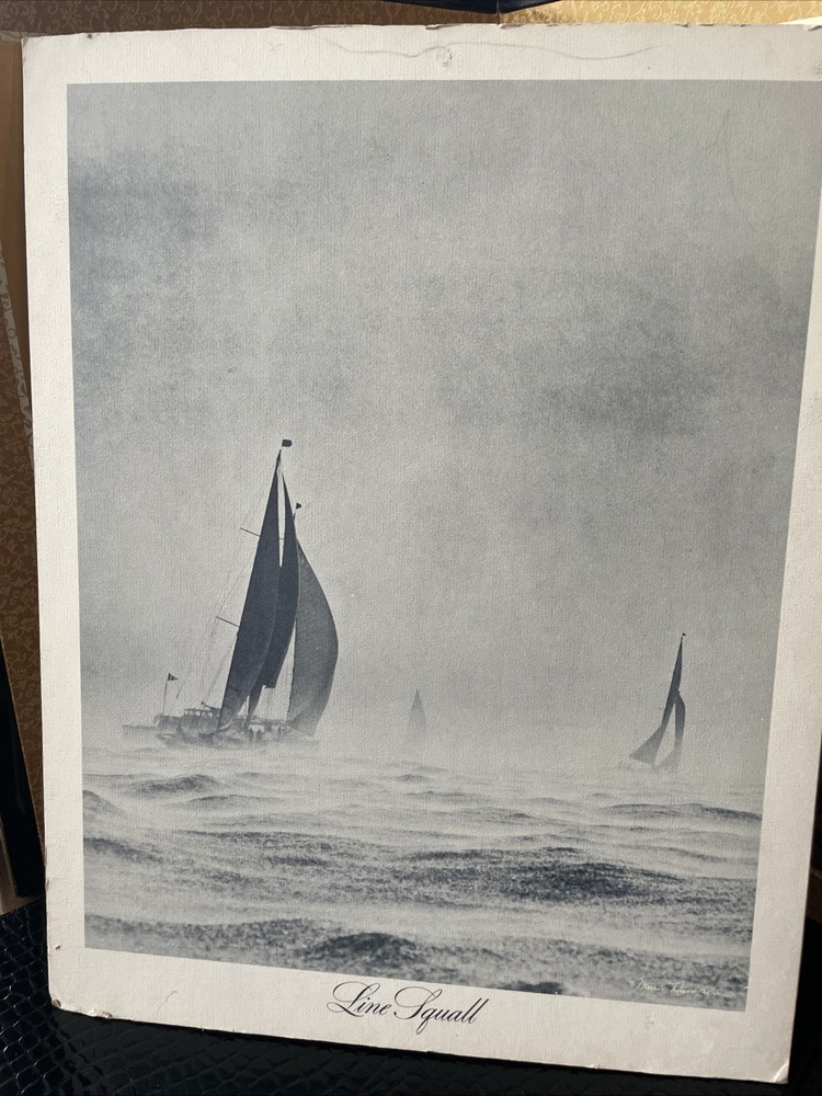 Morris Rosenfeld Sailing Silver Art Print Mounted Line Squall