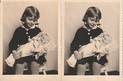 2 x Vintage Photo Pretty Girl with Doll Toy Siemensstadt Berlin 1934