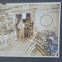 Vtg c. 1890s Photograph National Bicycles Repair Shop Bikes Tires Rims