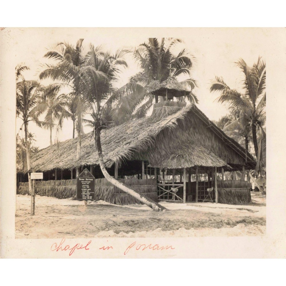 Vintage 1944 Photograph Chapel in Ponam Island 78th Naval Construction Battalion