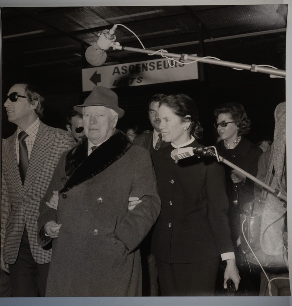Vintage Photo Charlie Chaplin 1960 46X47CM France Orly Airport