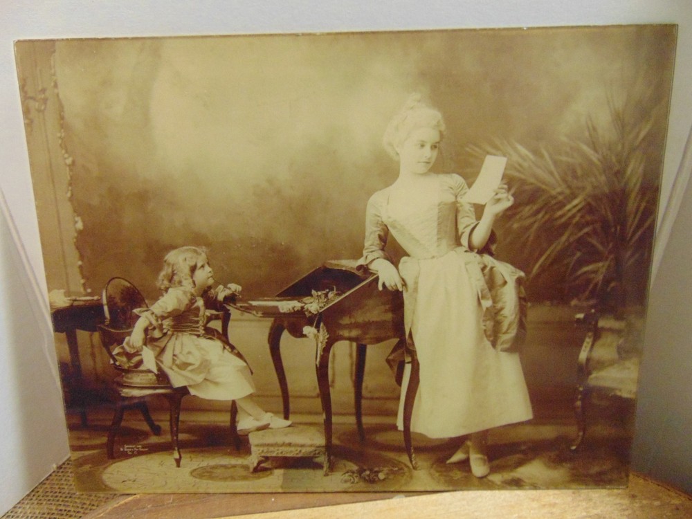Antique Portrait Photo Woman Child Writing Reading Baker’s Art Gallery 1898 Ohio