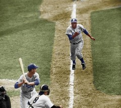 Jackie Robinson-stealing-home-1955-WS 8×10 Colorized Print-FREE SHIPPING