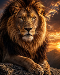 Digital Image Picture Photo Pic Wallpaper Background Majestic Lion At Sunset 346