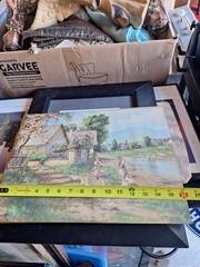 Vintage Villiage Print, 16×12, People, Nature