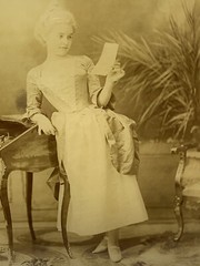Antique Portrait Photo Woman Child Writing Reading Baker’s Art Gallery Framed