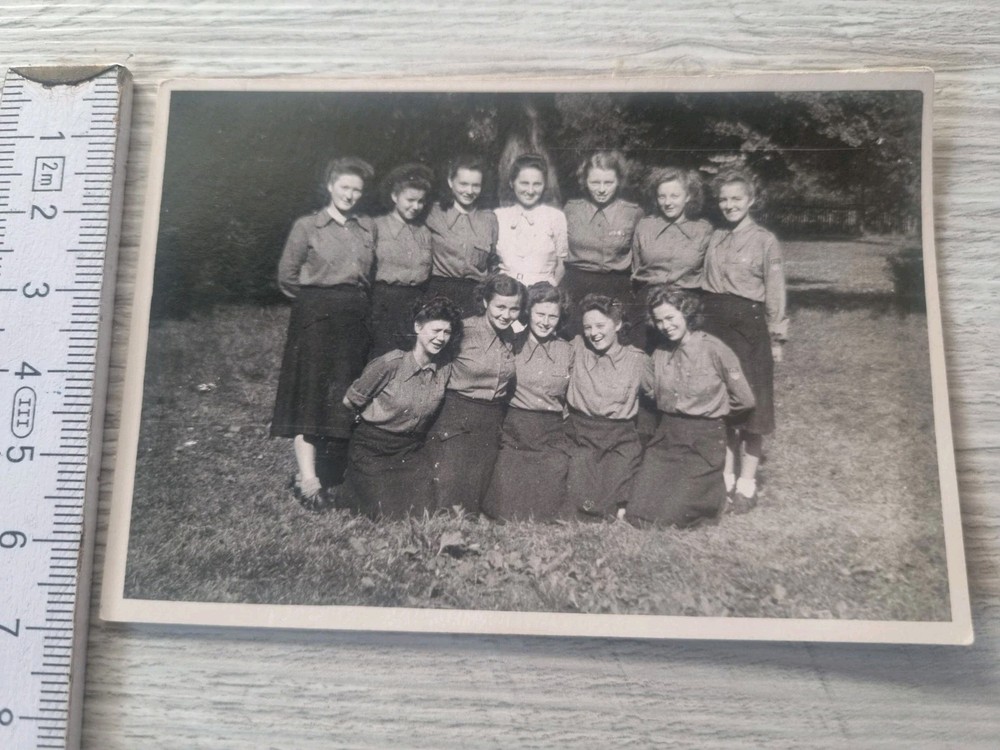 Old vintage photo young pretty women in blouses of the FDJ DDR (2)