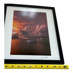 Photograph Of Sailboat In The Harbor At Sunset Signed