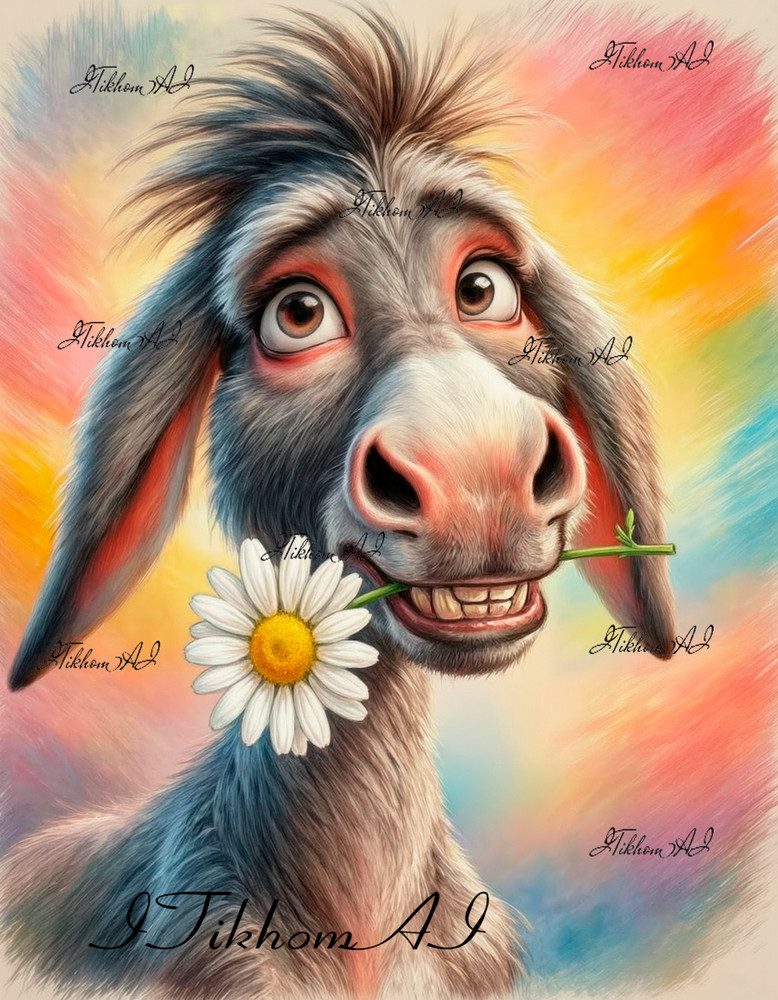Digital Art Image Animals Donkey Flower Caricature Wallpaper Background Desktop