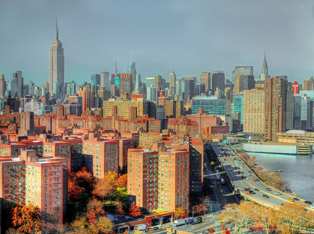 NYC skyline from lower east side metal print canvas print color photography