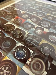RARE ART PHOTOGRAPHY PRINT,AUTOMOTIVE/MOTORCYCLE WHEEL/TIRE CULTURE,1960s?70s?:)