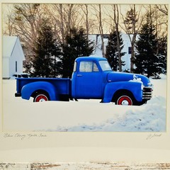 SCHELL Original Vintage Signed 1950s Chevy Pick Up Truck Landscape Photograph