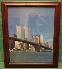 Brooklyn Bridge World Trade Center Twin Towers Color Photograph Framed