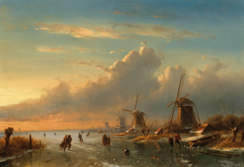 A winter landscape at sunset Charles Leickert 11×16 Art Print