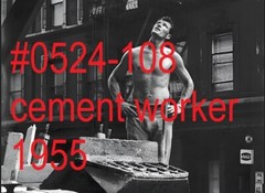 VINTAGE MALE PORTRAIT #0524-108 -cement worker 1955- free shipping in usa