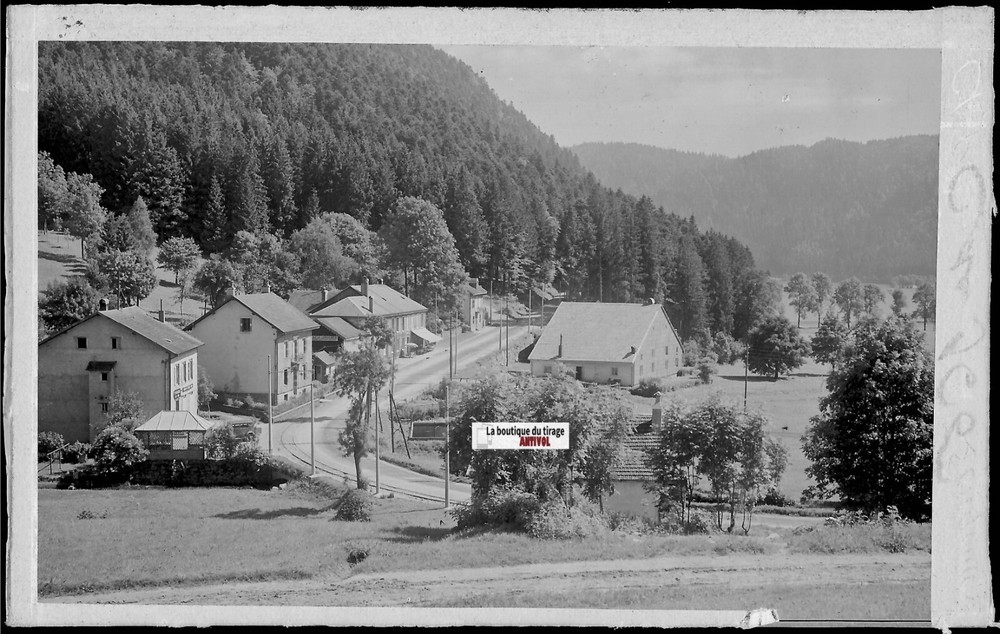 Plate Glass Photo, Negative Black & White 3 1/2×5 1/2in, Hotel – Lake, Longemer,