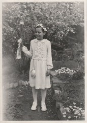 Vintage Photo Girl For Communion 1952 Snapshot