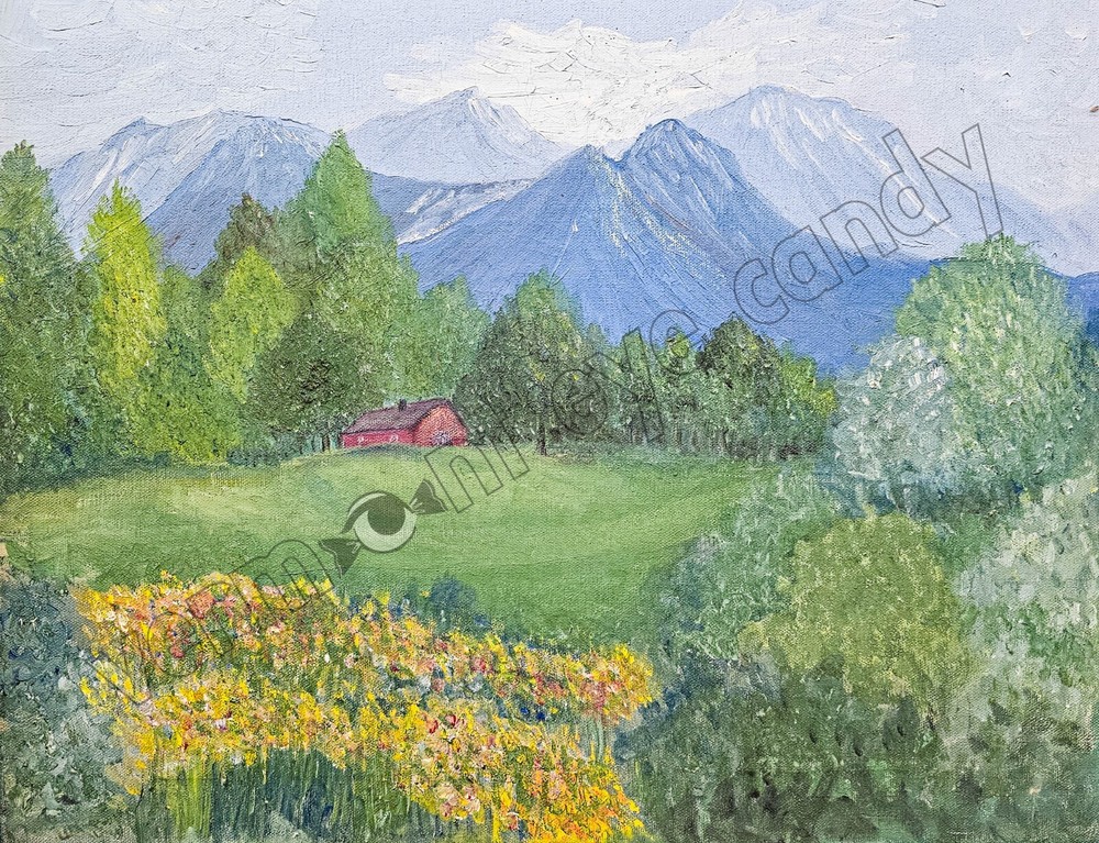 Fields of Flowers & Mountains of Snow Landscape DIGITAL DOWNLOAD Print at Home