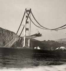 Vtg Golden Gate Bridge Construction San Francisco Photo Print Poster 35 x 24″