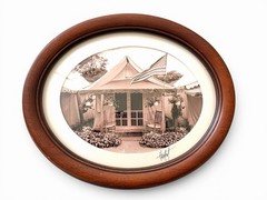 Pro Framed Photo Ocean Grove NJ Signed Oval Domed Glass Beach Tent City Flag