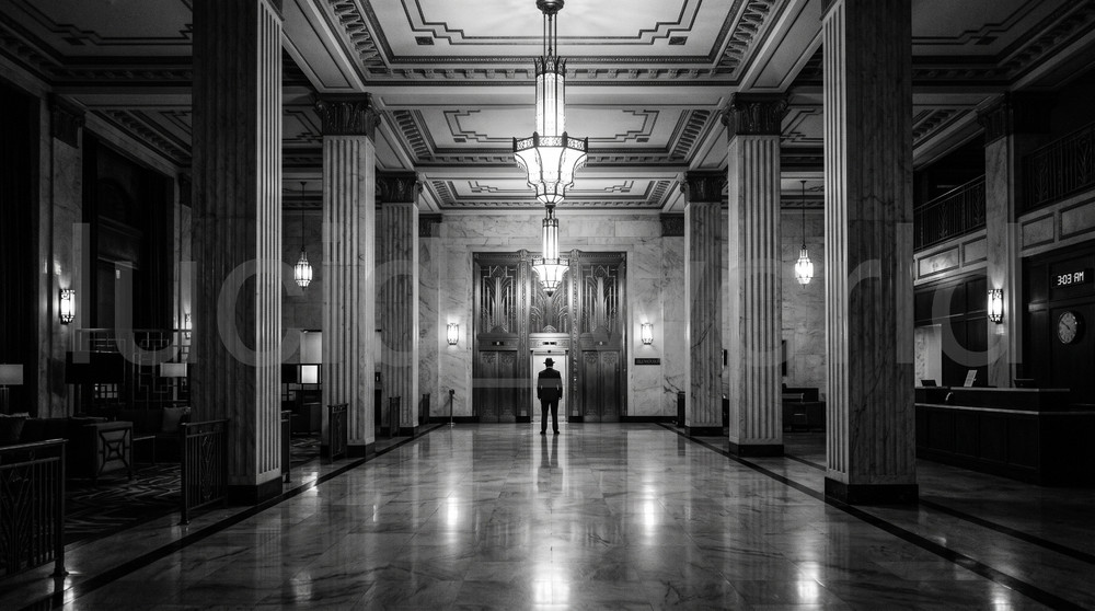 Art Deco Grand Hotel Lobby Digital Print Architecture Noir Interior Design 4K HD