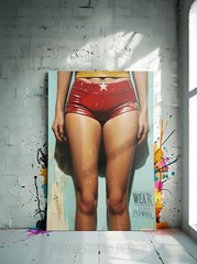 Retro Poster Digital Art Image Woman Model Photo High Res Picture for Print